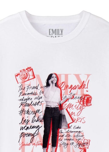 Emily In Paris White Mono Typography Short-Sleeved T-Shirt