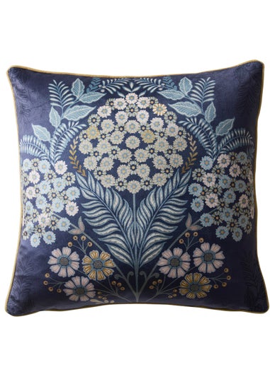 Appletree Heritage Evelina Navy Velvet Filled Cushion (43cm x 43cm)