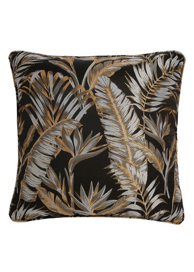 Laurence Llewelyn-Bowen Paradise Palm Jacquard Black Filled Cushion (43cm x 43cm)