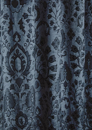 Curtina Trinity Jacquard Blue Pencil Pleat Curtains