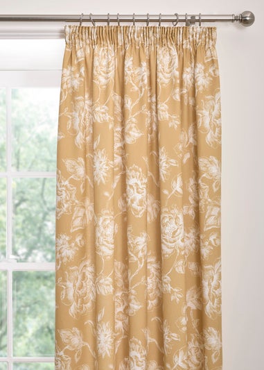 Dreams & Drapes Design Mishka Gold Pencil Pleat Curtains With Tie-Backs