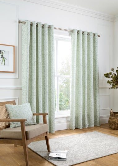 Curtina Marple Thermal Green Eyelet Curtains