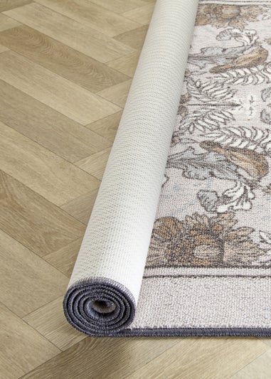 Dreams & Drapes Design Finch & Flower Non-Slip Natural Washable Rug