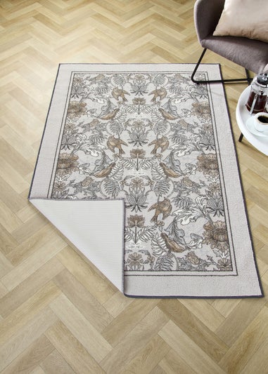 Dreams & Drapes Design Finch & Flower Non-Slip Natural Washable Rug