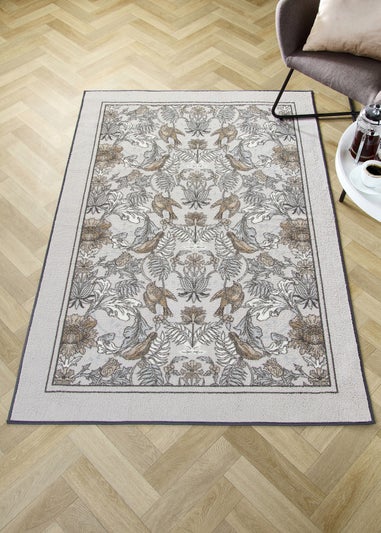 Dreams & Drapes Design Finch & Flower Non-Slip Natural Washable Rug