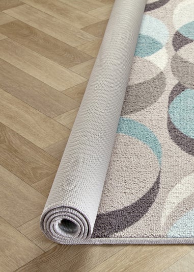 Fusion Sander Non-Slip Blue Washable Rug