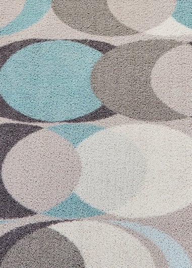 Fusion Sander Non-Slip Blue Washable Rug