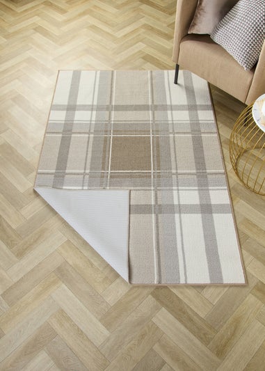 Fusion Balmoral Check Non-Slip Natural Washable Rug