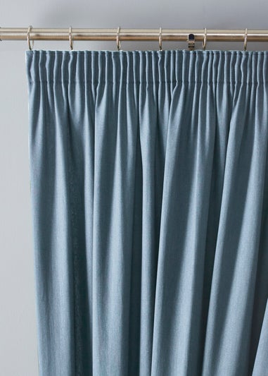 Fusion Dijon Blackout / Thermal Insulated Blue Pencil Pleat Curtains