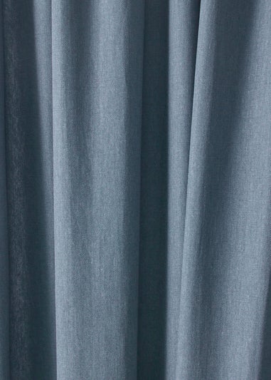 Fusion Dijon Blackout / Thermal Insulated Blue Pencil Pleat Curtains