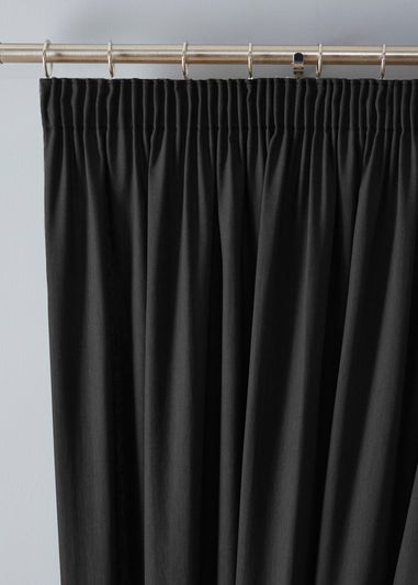 Fusion Dijon Blackout / Thermal Insulated Black Pencil Pleat Curtains