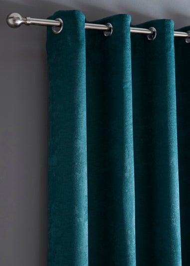 Fusion Strata Dim out Woven Green Eyelet Curtains