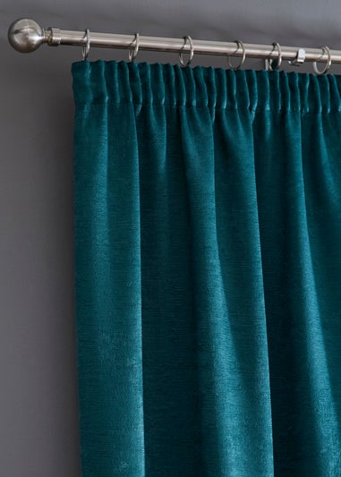 Fusion Galaxy Dim out Woven Green Pencil Pleat Curtains