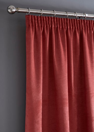 Fusion Galaxy Dim out Woven Red Pencil Pleat Curtains