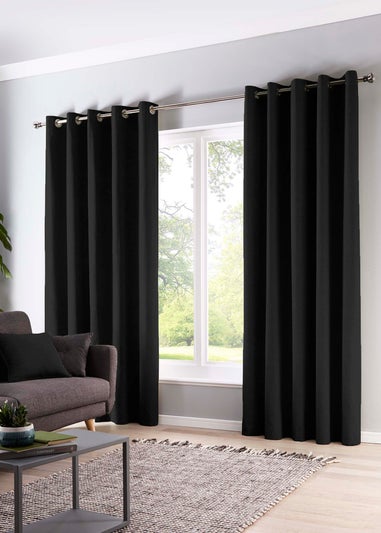 Fusion Sorbonne Black Eyelet Curtains