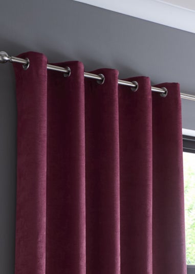 Fusion Strata Dim out Woven Purple Eyelet Curtains