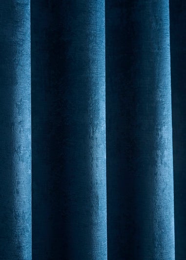 Fusion Strata Dim out Woven Blue Eyelet Curtains