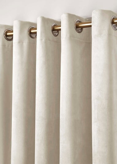 Laurence Llewelyn-Bowen Montrose Velvet Blackout Ivory Eyelet Curtains