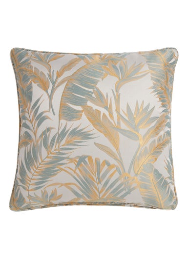 Laurence Llewelyn-Bowen Paradise Palm Jacquard Blue Filled Cushion (43cm x 43cm)