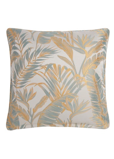 Laurence Llewelyn-Bowen Paradise Palm Jacquard Blue Filled Cushion (43cm x 43cm)