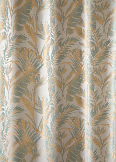 Laurence Llewelyn-Bowen Paradise Palm Jacquard Blue Eyelet Curtains