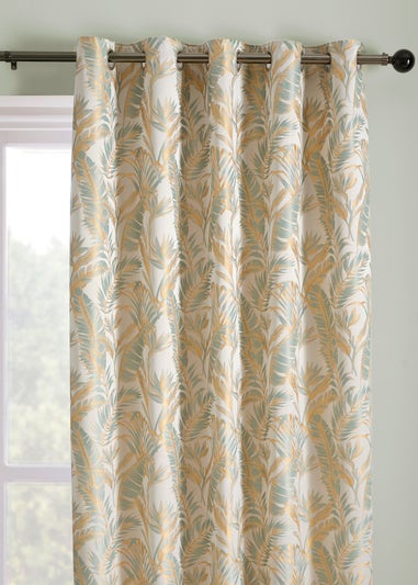 Laurence Llewelyn-Bowen Paradise Palm Jacquard Blue Eyelet Curtains