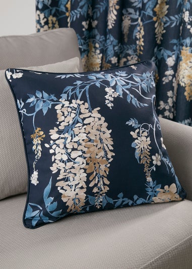 Dreams & Drapes Curtains Wisteria Navy Filled Cushion (43cm x 43cm)