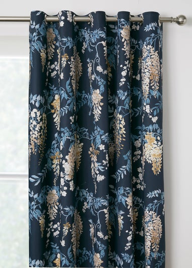 Dreams & Drapes Curtains Wisteria Navy Eyelet Curtains