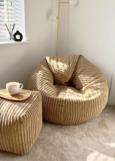 rucomfy Jumbo Cord Slouchbag Caramel Beanbag