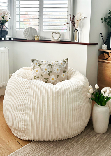 rucomfy Jumbo Cord Slouchbag Ivory Beanbag