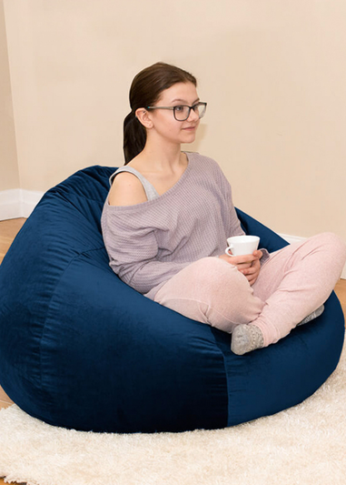 rucomfy Velvet Slouchbag Peacock Blue Beanbag