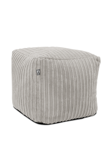 rucomfy Jumbo Cord Cube Platinum Grey Beanbag