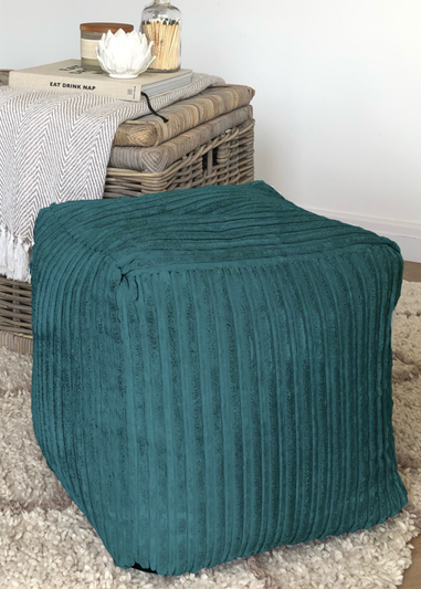 rucomfy Jumbo Cord Cube Teal Beanbag (38cm x 38cm x 38cm)