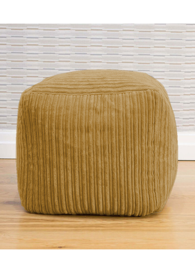 rucomfy Jumbo Cord Cube Mustard Beanbag