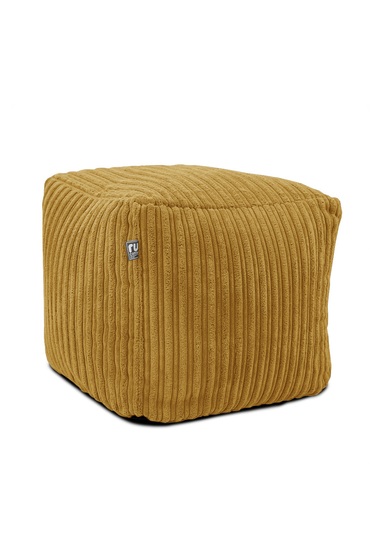 rucomfy Jumbo Cord Cube Mustard Beanbag