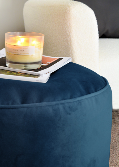 rucomfy Velvet Pouffe Peacock Blue Beanbag