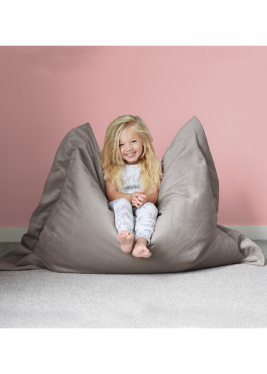 rucomfy Velvet Junior Squarbie Pebble Grey Beanbag