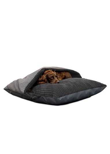 rucomfy Jumbo Cord Burrower Medium Slate Grey Pet Bed