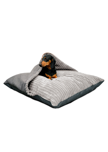 rucomfy Jumbo Cord Burrower Medium Platinum Grey Pet Bed