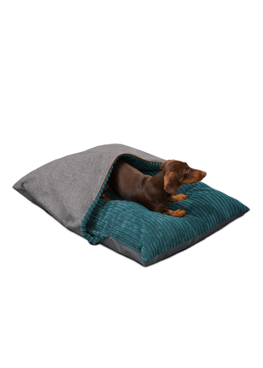 rucomfy Jumbo Cord Burrower Medium Teal Pet Bed