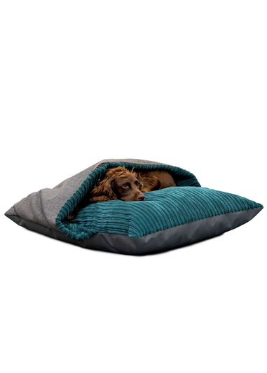 rucomfy Jumbo Cord Burrower Medium Teal Pet Bed