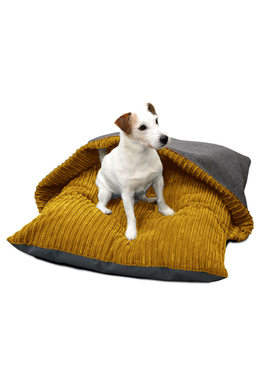 rucomfy Jumbo Cord Burrower Medium Mustard Pet Bed