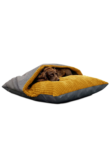 rucomfy Jumbo Cord Burrower Medium Mustard Pet Bed