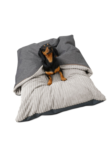 rucomfy Jumbo Cord Burrower Large Platinum Grey Pet Bed