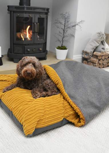 rucomfy Jumbo Cord Burrower Large Mustard Pet Bed