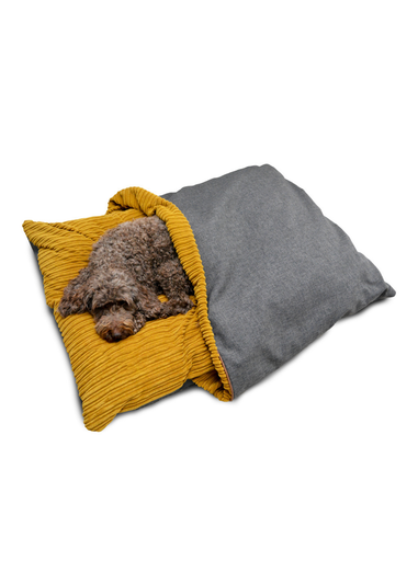 rucomfy Jumbo Cord Burrower Large Mustard Pet Bed