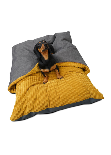 rucomfy Jumbo Cord Burrower Large Mustard Pet Bed