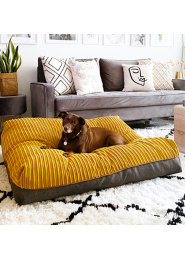 rucomfy Jumbo Cord Flip-It Large Mustard Pet Bed