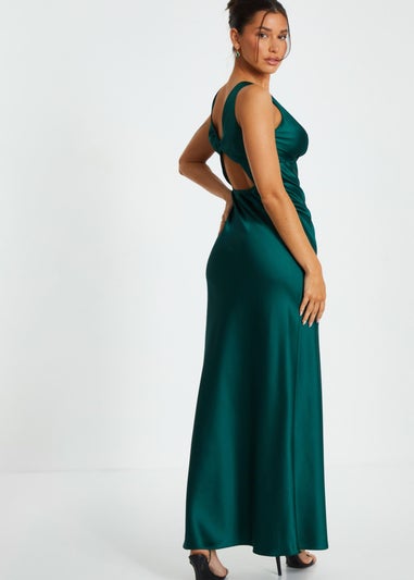 Quiz Green Satin Slip Maxi Dress