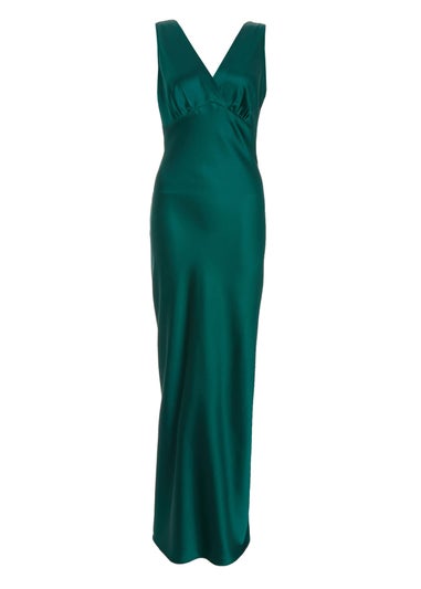 Quiz Green Satin Slip Maxi Dress